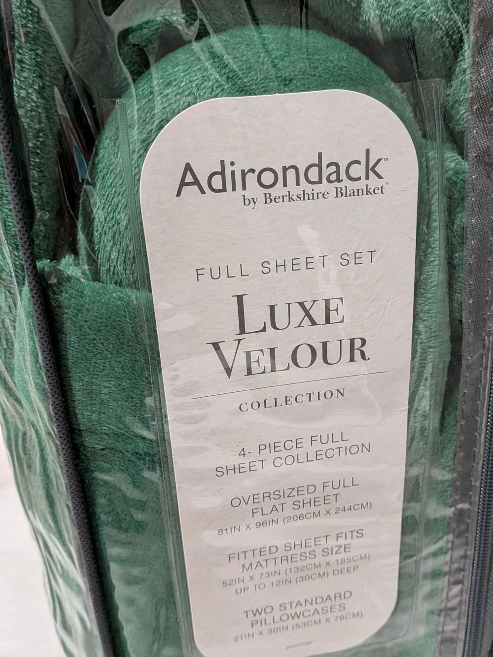 Adirondack Luxe Velour Full Sheet Set - Emerald Green‎